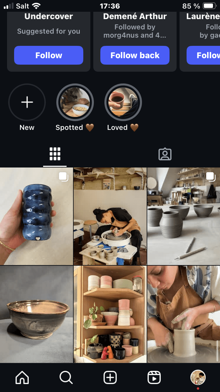 Exemples de pièces Nappy Pottery